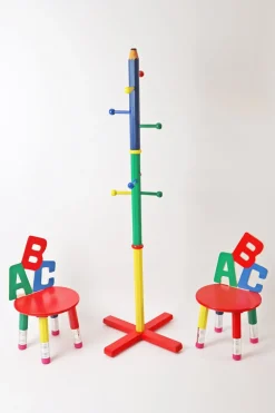 ABC Kinderstühle & Bleistifte Garderobe, Frankreich 1980er, 3er Set