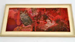 Abstrakte Collage Art in Rottönen von Bill Allan, 1990er