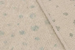 Abstrakter Beige Teppich mit blauen Punkten von Rug&Kilim