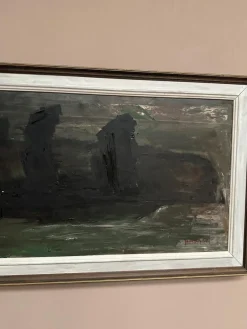Abstraktes Gemälde von Jonne Bergström, 1950er, Öl auf Leinwand, gerahmt
