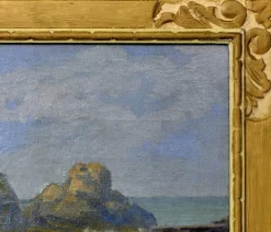 Achille Bron, A Small Boat in a Cove, La Côte Sauvage, 1920er, Öl auf Leinwand, gerahmt