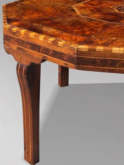 Achteckiger Couchtisch aus Eibe-Wurzelholz, 1880er
