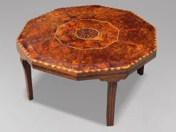 Achteckiger Couchtisch aus Eibe-Wurzelholz, 1880er