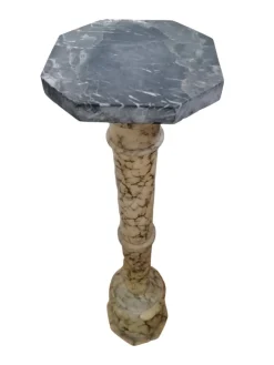 Achteckige Säule aus Weiß meliert Carrara Marmor mit Grauen Adern, 1890er
