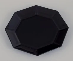 Achteckige Teller aus schwarzem Glas von Arcoroc, Frankreich, 1970er-1980er, 6 . Set