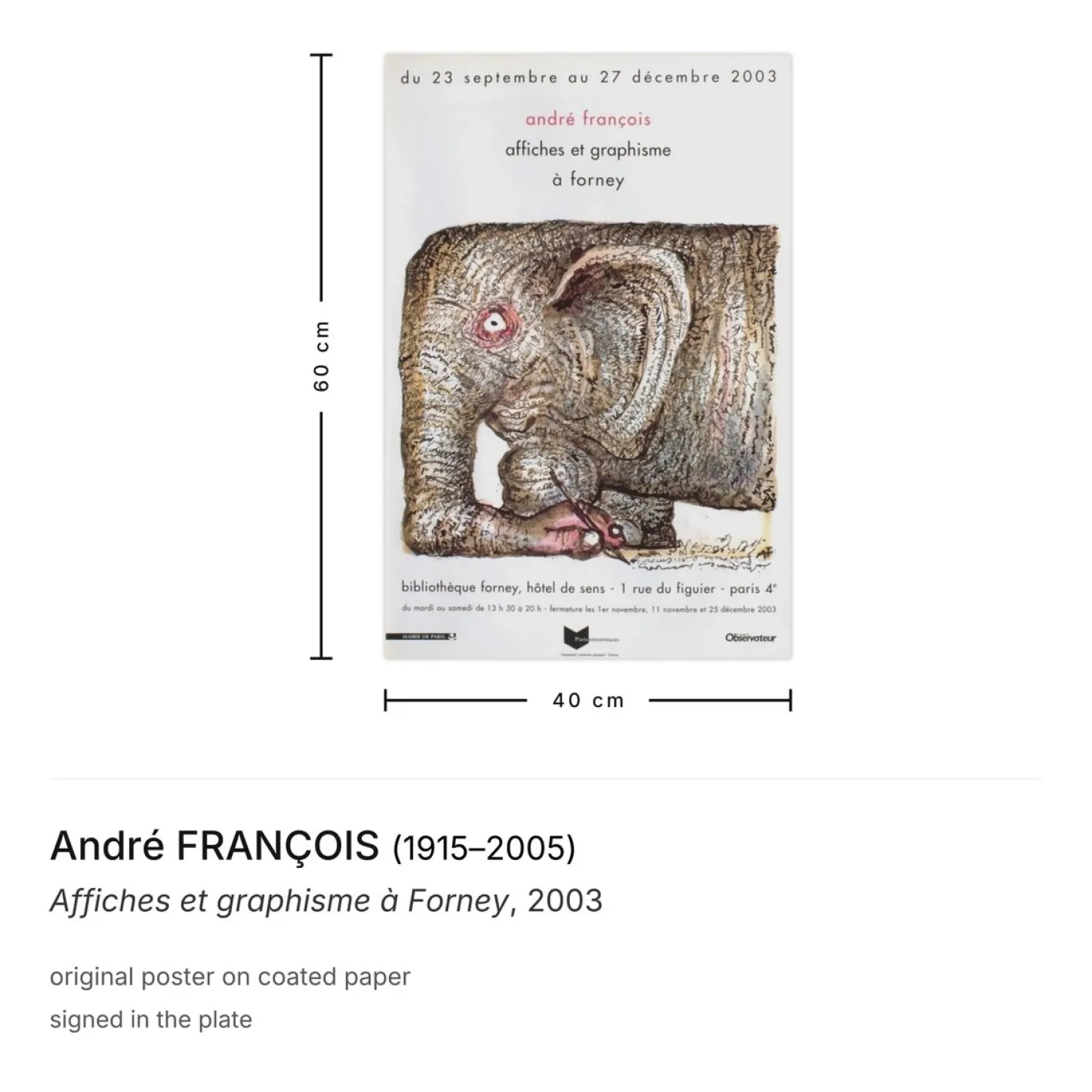 Affiches et Graphisme à Forney Poster von André François, 2003