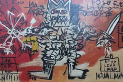 After Basquiat, Neo- Expressionist Composition, 1980er, Öl & Holz