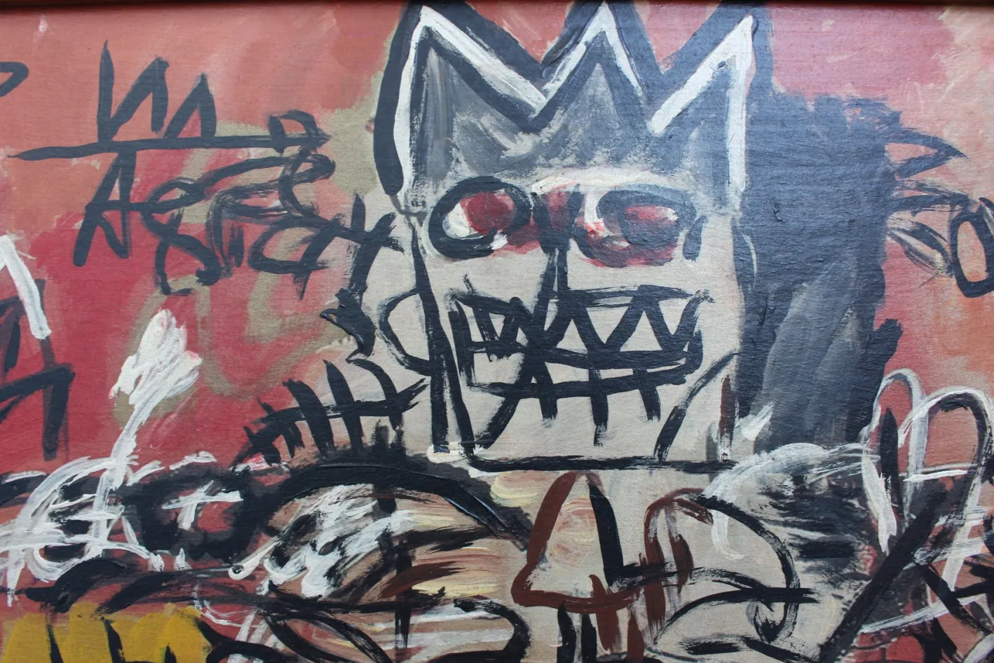 After Basquiat, Neo- Expressionist Composition, 1980er, Öl & Holz