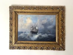 After Thomas Luny, Englische Marineszene, 1880er, Gemälde auf Leinwand, Eingerahmt
