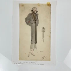 A. Henry Pierre, Modeskizze, Artwork auf Transparentpapier, 1935, gerahmt