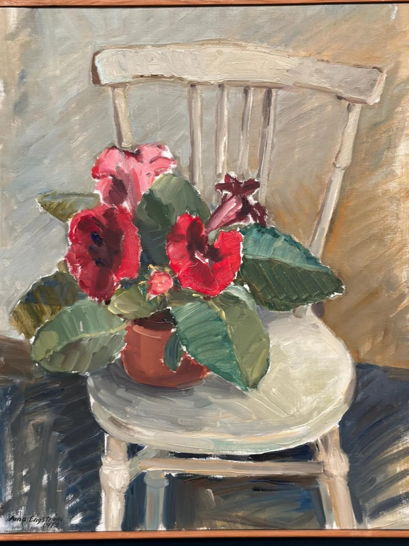 Aina Engström, Gloxinian, 1973, Öl auf Leinwand, gerahmt