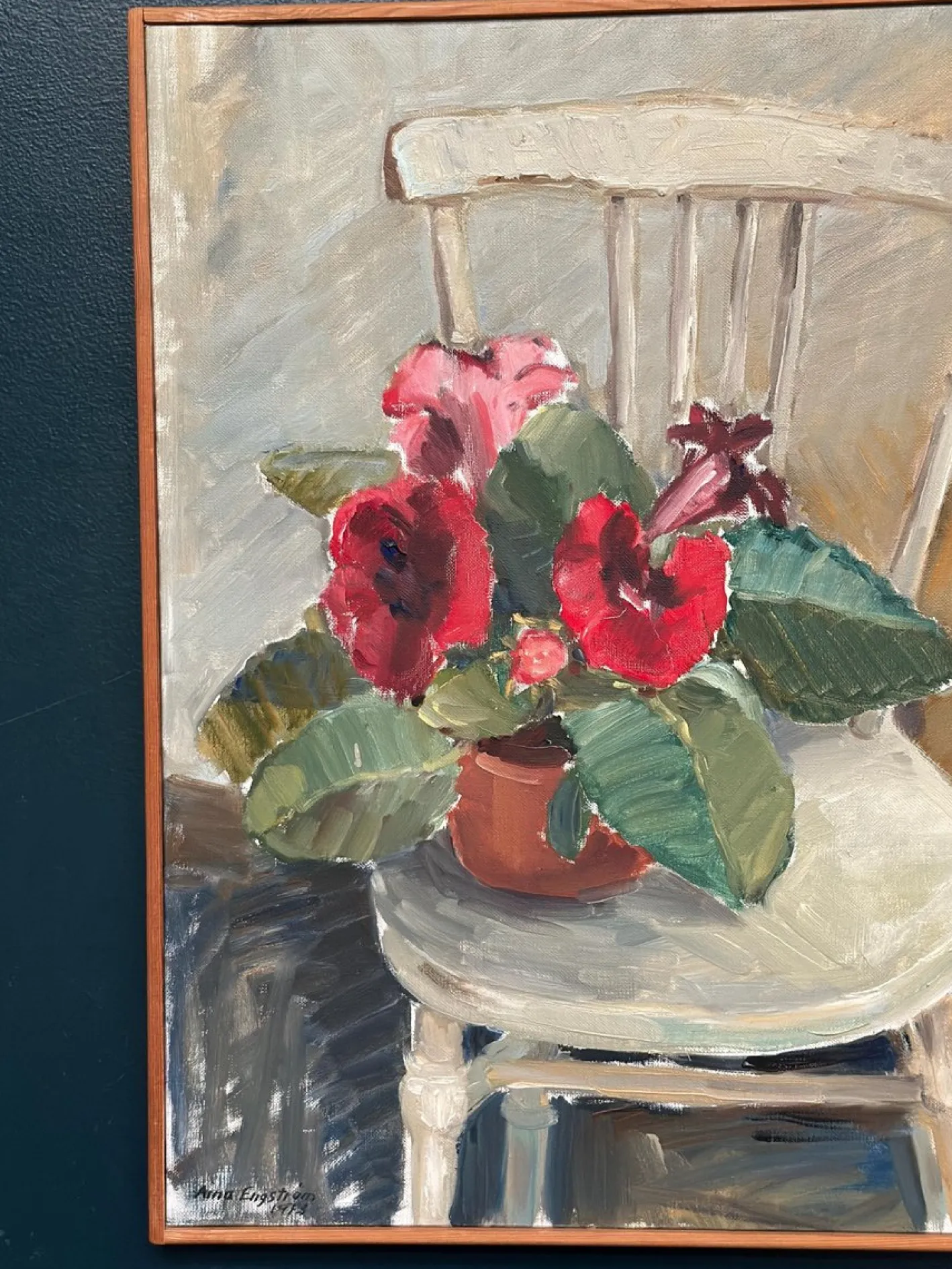 Aina Engström, Gloxinian, 1973, Öl auf Leinwand, gerahmt
