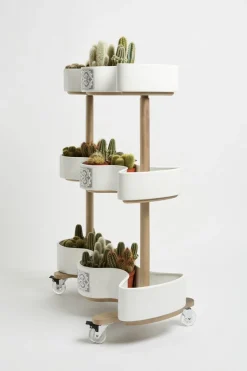 Ainu Kollektion Vertical Garden Servierwagen aus Keramik & Buchenholz von Soshiro, 2020