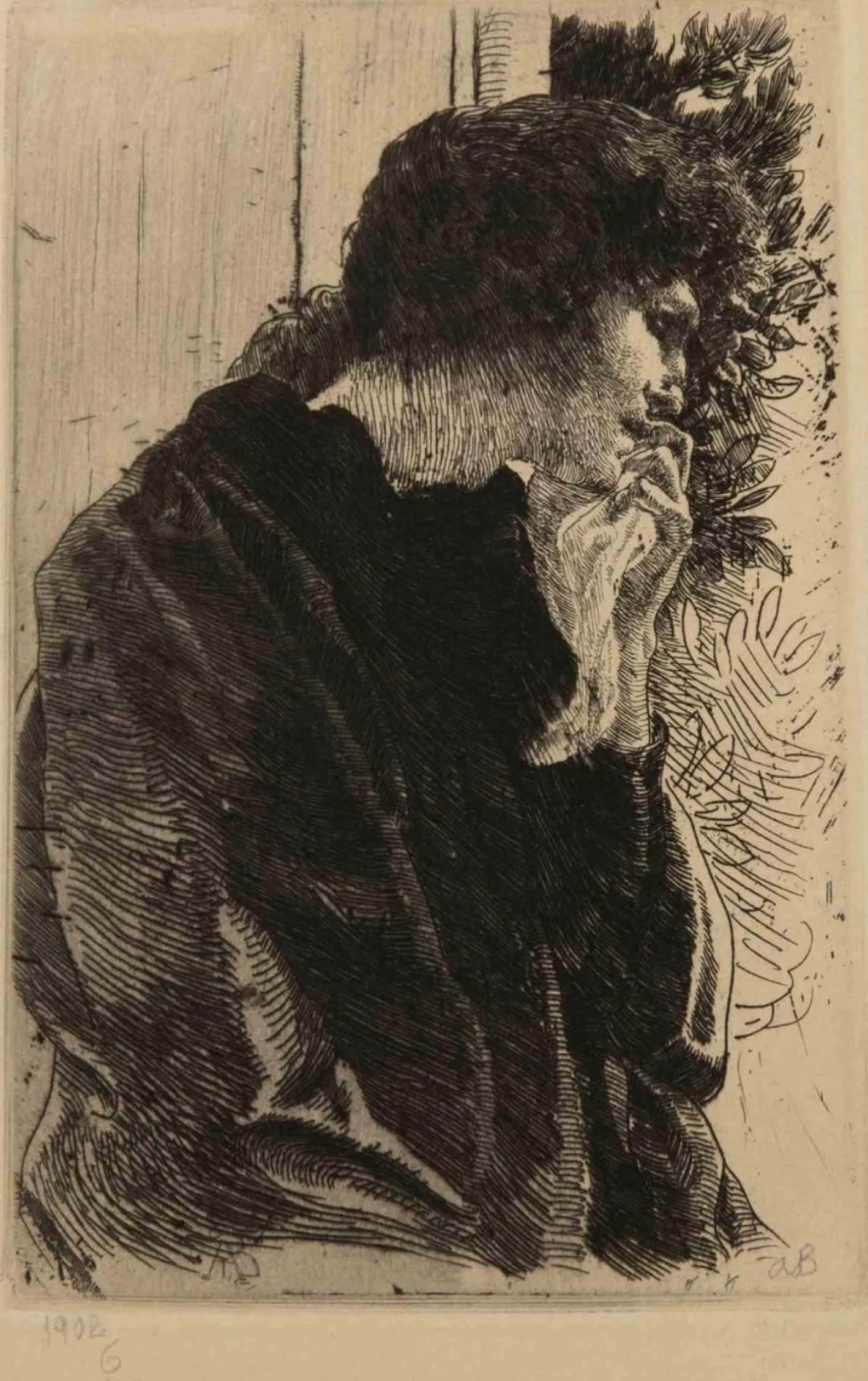 Albert Besnard, Traurigkeit, Radierung, 1909