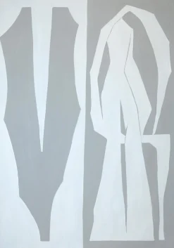 Alberto de Blobs, Stillleben in Grau, 2026, Acrylbild auf Aquarellpapier