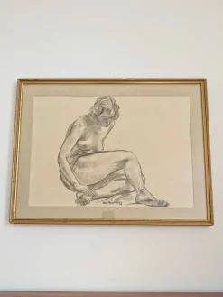Alexander Macpherson, Female Nude Study, 1949, Kohle auf Papier
