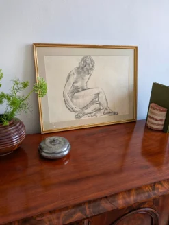 Alexander Macpherson, Female Nude Study, 1949, Kohle auf Papier