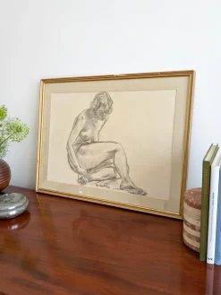 Alexander Macpherson, Female Nude Study, 1949, Kohle auf Papier