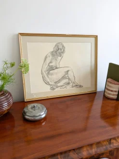 Alexander Macpherson, Female Nude Study, 1949, Kohle auf Papier
