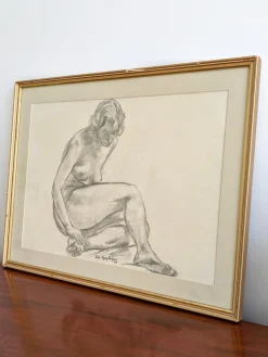 Alexander Macpherson, Female Nude Study, 1949, Kohle auf Papier