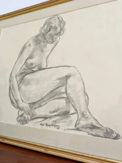 Alexander Macpherson, Female Nude Study, 1949, Kohle auf Papier