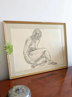 Alexander Macpherson, Female Nude Study, 1949, Kohle auf Papier