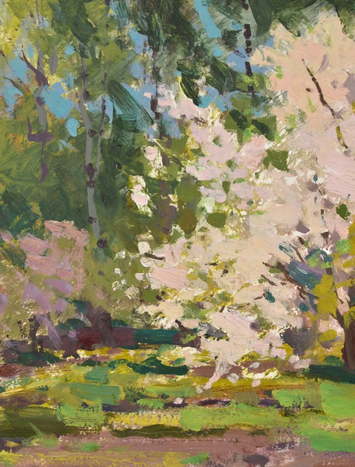 Alfejs Bromults, Blühender Apfelbaum, 1969, Öl auf Karton
