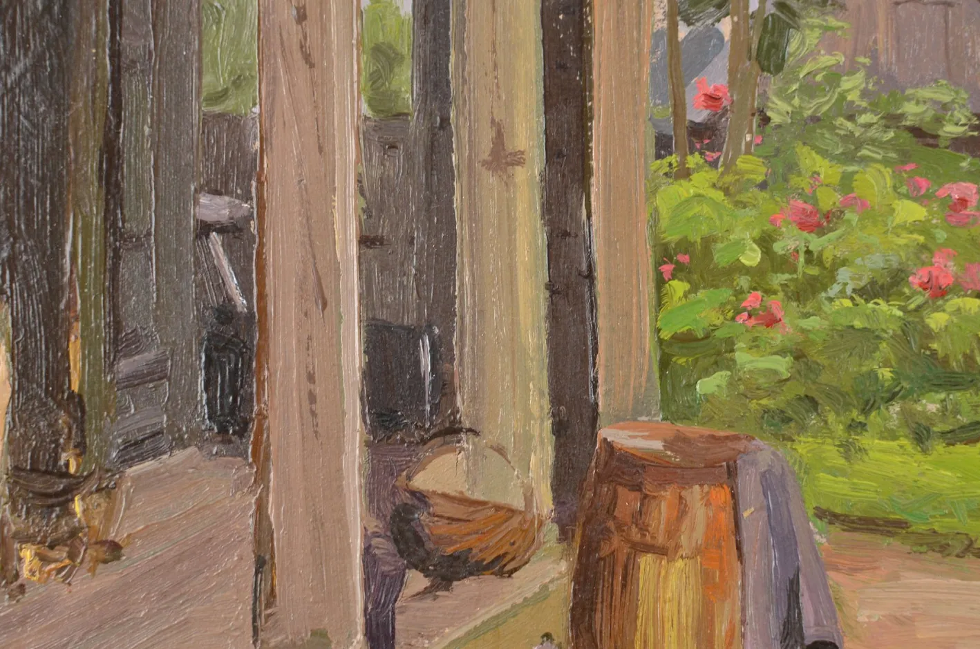Alfejs Bromults, Courtyard, 1954, Ölgemälde auf Karton