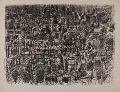 André Cottavoz, Auf den Dächern von Paris, Lithographie