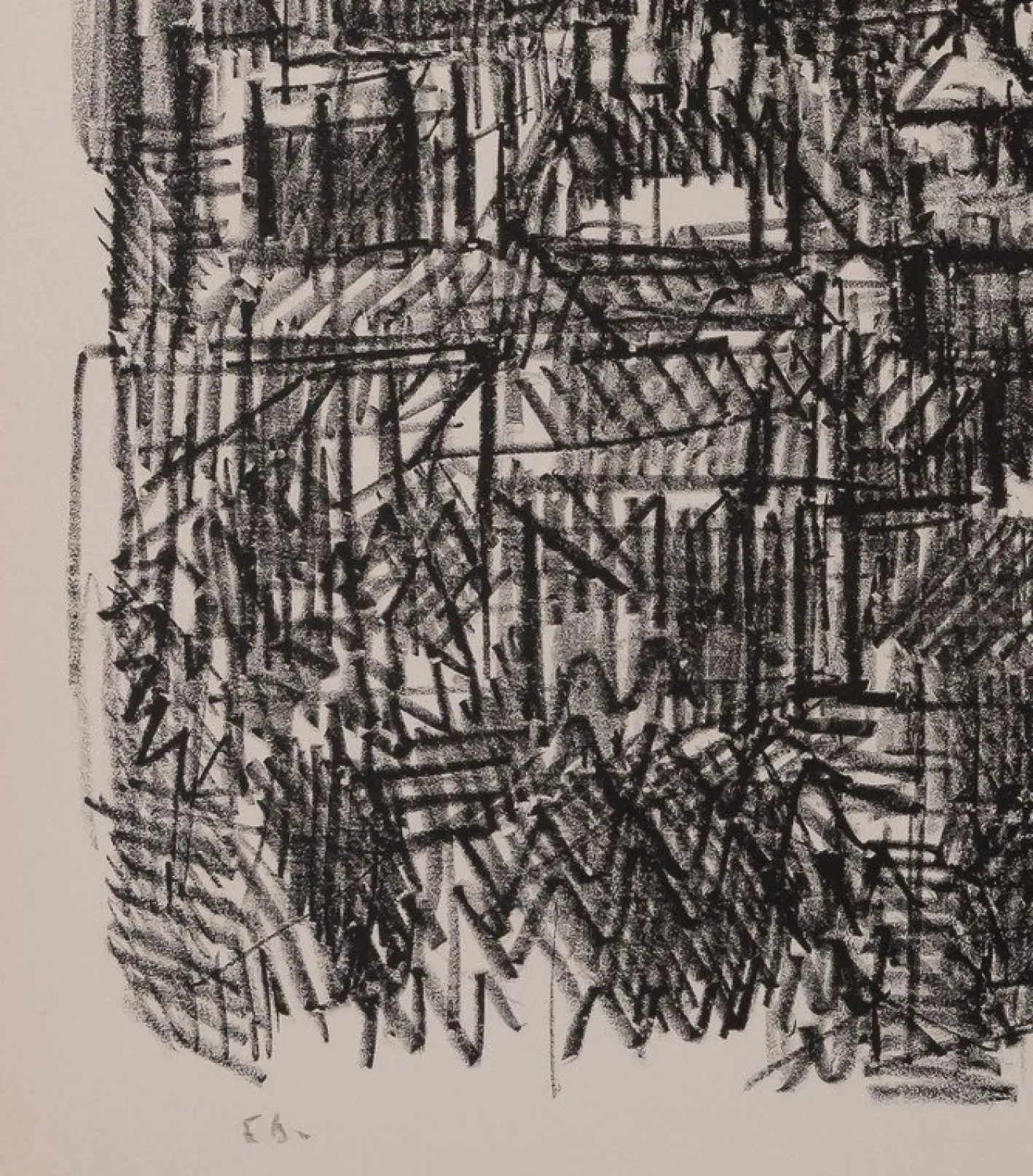 André Cottavoz, Auf den Dächern von Paris, Lithographie
