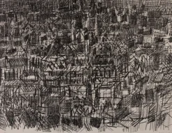 André Cottavoz, Auf den Dächern von Paris, Lithographie
