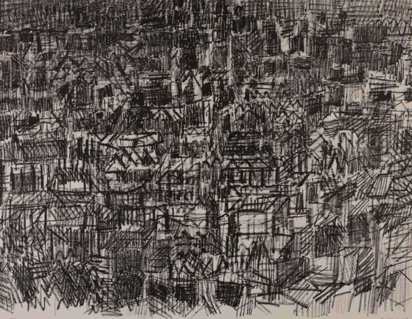André Cottavoz, Auf den Dächern von Paris, Lithographie