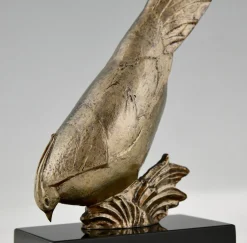 Andre Vincent Becquerel, Art Deco Fasan, 1925, Bronze & Marmor