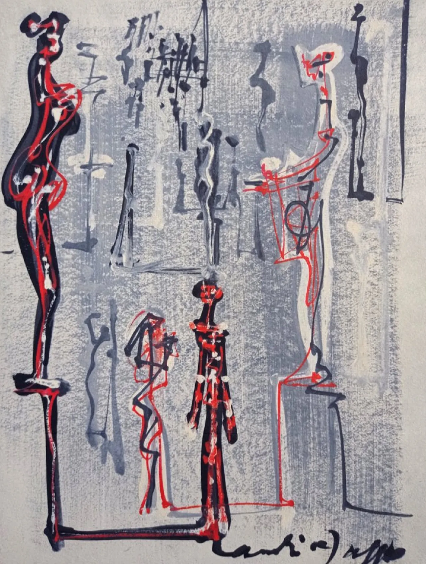 André Masson, Im Museum, Lithographie, 1981