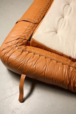 Anfibio Schlafsofa aus cognacfarbenem Leder von Alessandro Becchi, 1970er