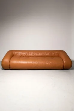 Anfibio Schlafsofa aus cognacfarbenem Leder von Alessandro Becchi, 1970er