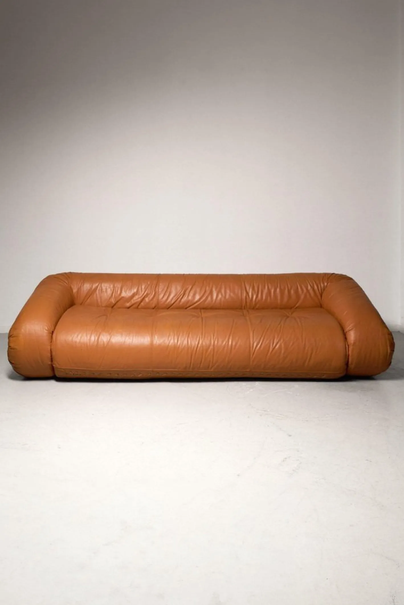 Anfibio Schlafsofa aus cognacfarbenem Leder von Alessandro Becchi, 1970er
