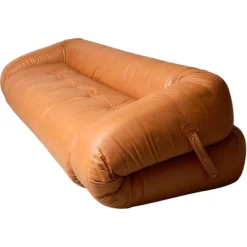 Anfibio Schlafsofa aus cognacfarbenem Leder von Alessandro Becchi, 1970er