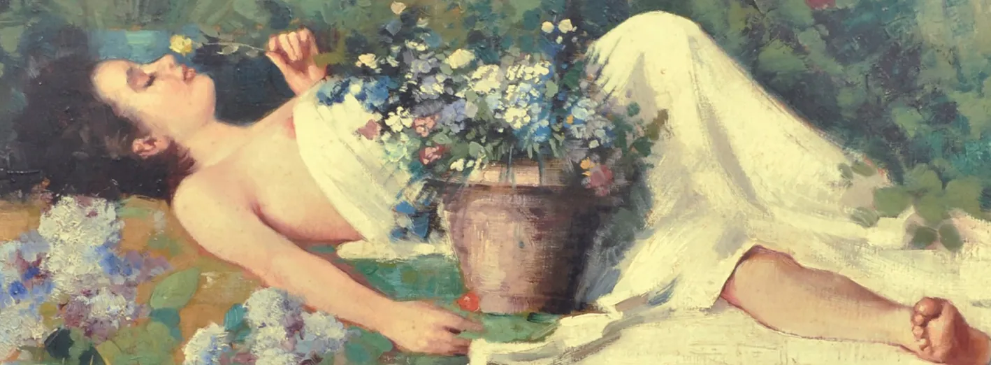 Angelo Granati, In the Garden, Neapolitan School, Öl auf Leinwand, gerahmt