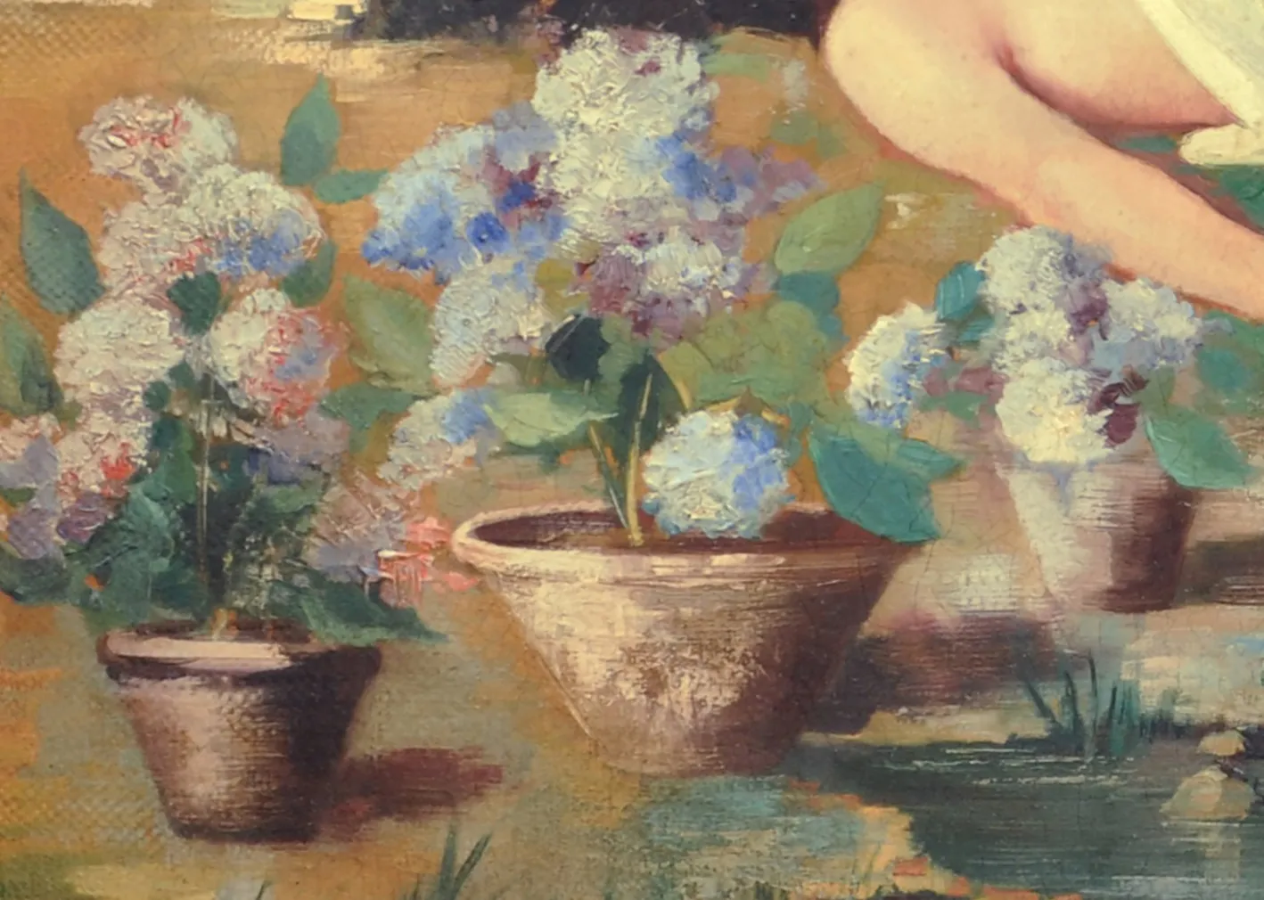 Angelo Granati, In the Garden, Neapolitan School, Öl auf Leinwand, gerahmt