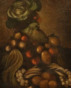 Anhänger von Giuseppe Arcimboldo, anthropomorphe Allegorie des Winters, 18. Jh., Ölgemälde auf Leinwand, gerahmt