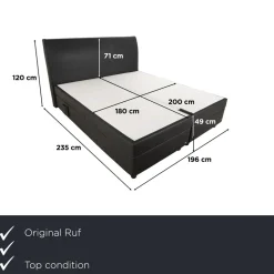 Anthrazitfarbenes Boxspringbett aus Kunstleder von Ruf
