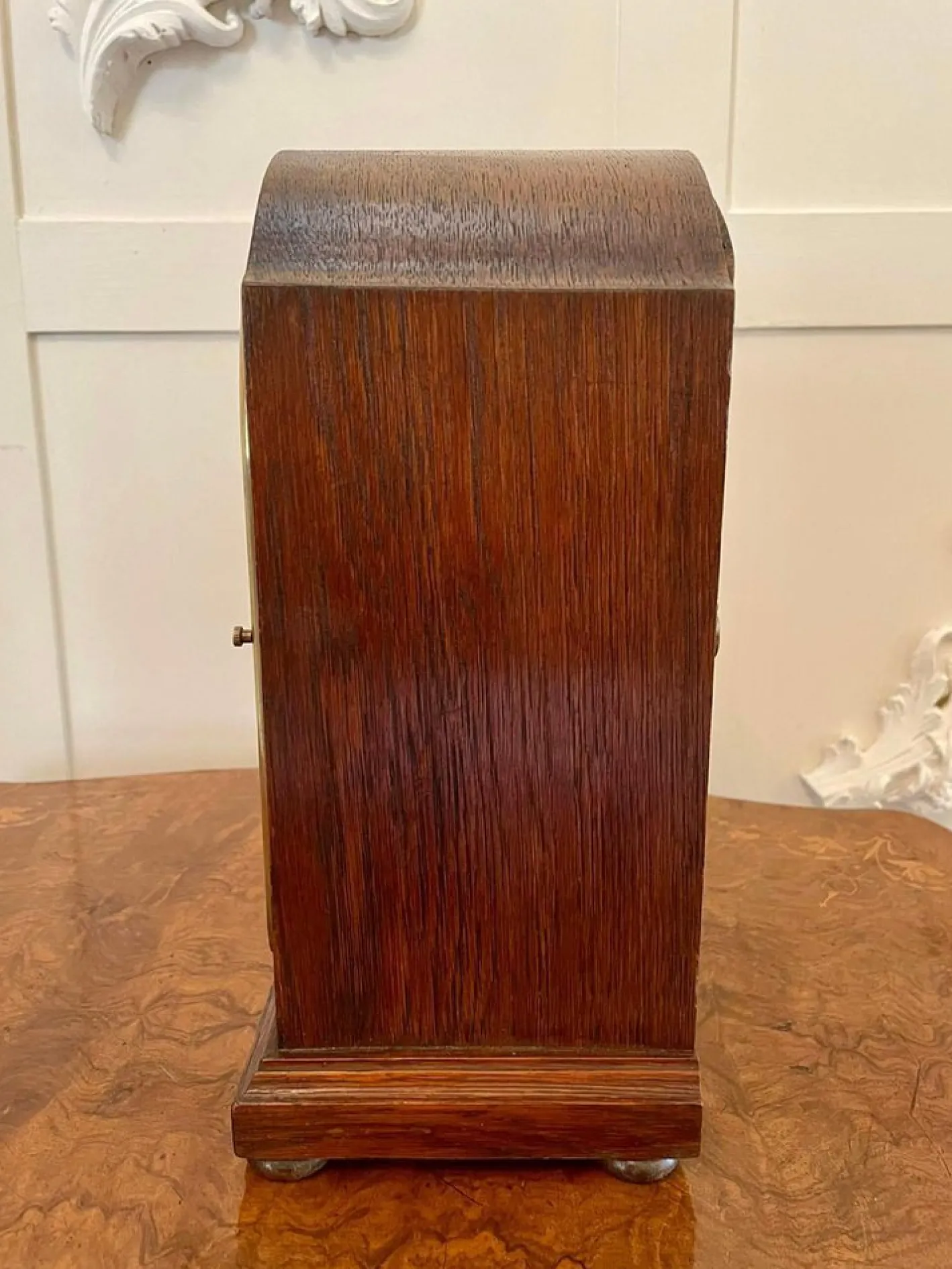 Antike achttägige edwardianische Kaminuhr aus Mahagoni
