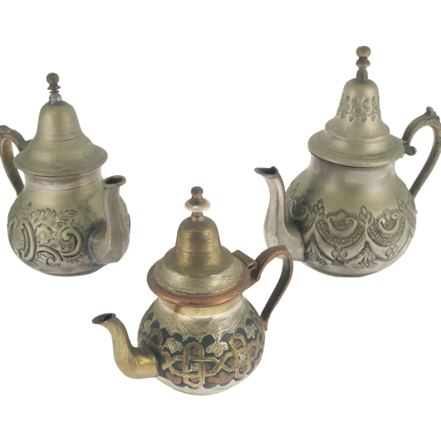 Antike arabische Teekannen von Papillon, 3er Set