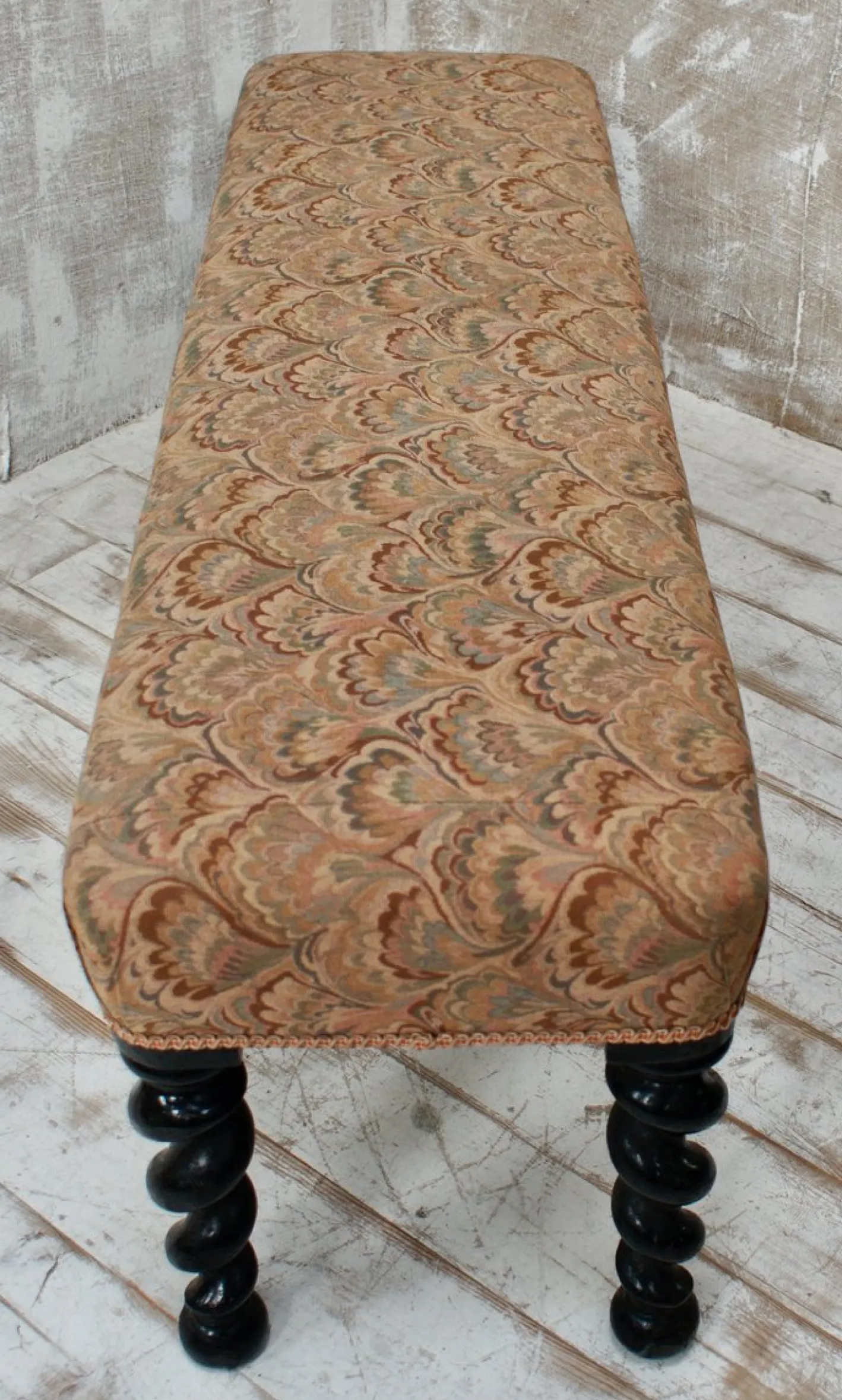 Antike Barley Twist Bank aus Eiche, 1880