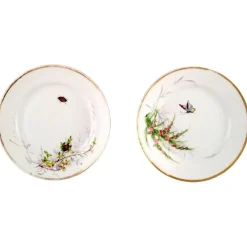 Antike Bing & Grondahl Teller mit Schmetterling und Insekt, 2er Set