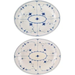 Antike blau geriffelte Servierteller von Royal Copenhagen, frühes 19. Jh., 2er Set