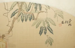 Antike chinesische Aquarelle von Geisha Mädchen mit Blumen, 1920er, 2er Set