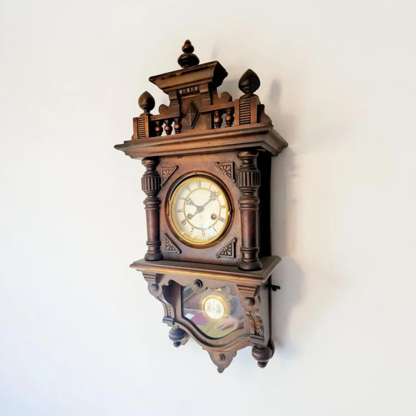 Antike deutsche Junghans Regulator Wanduhr mit Pendel, 1890