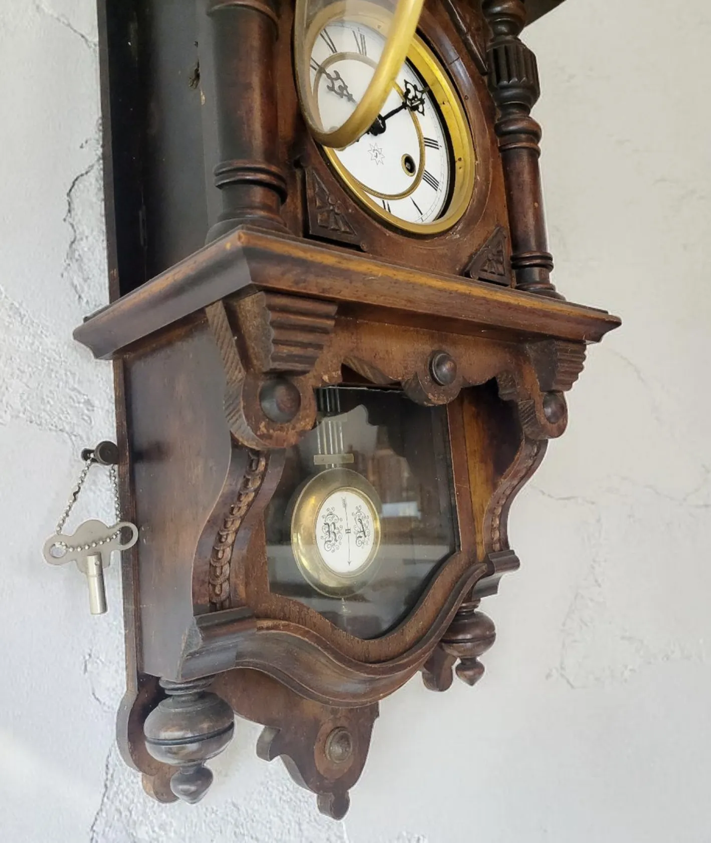 Antike deutsche Junghans Regulator Wanduhr mit Pendel, 1890